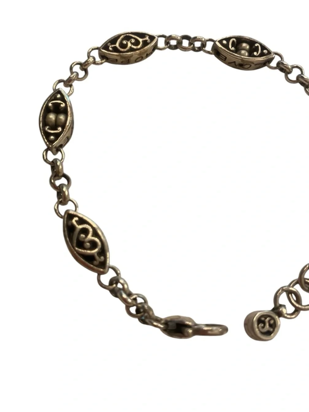 Brighton Heart Charm Silver Link Bracelet great condition 8.5”